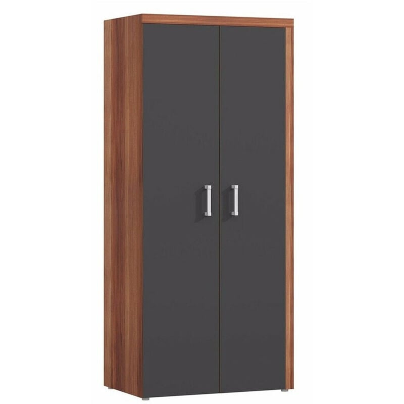 Mobilier1 - Armoire Cormiru 111, Prune + Graphite, 203x90x55cm, Portes d'armoire: Avec des charnières, Nombre d'étagères: 0