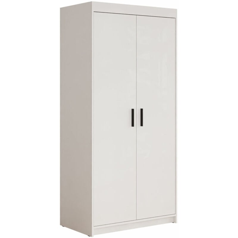 Mobilier1 - Armoire Novduni 100, Blanc, 191x90x53cm, Portes d'armoire: Avec des charnières, Nombre d'étagères: 0