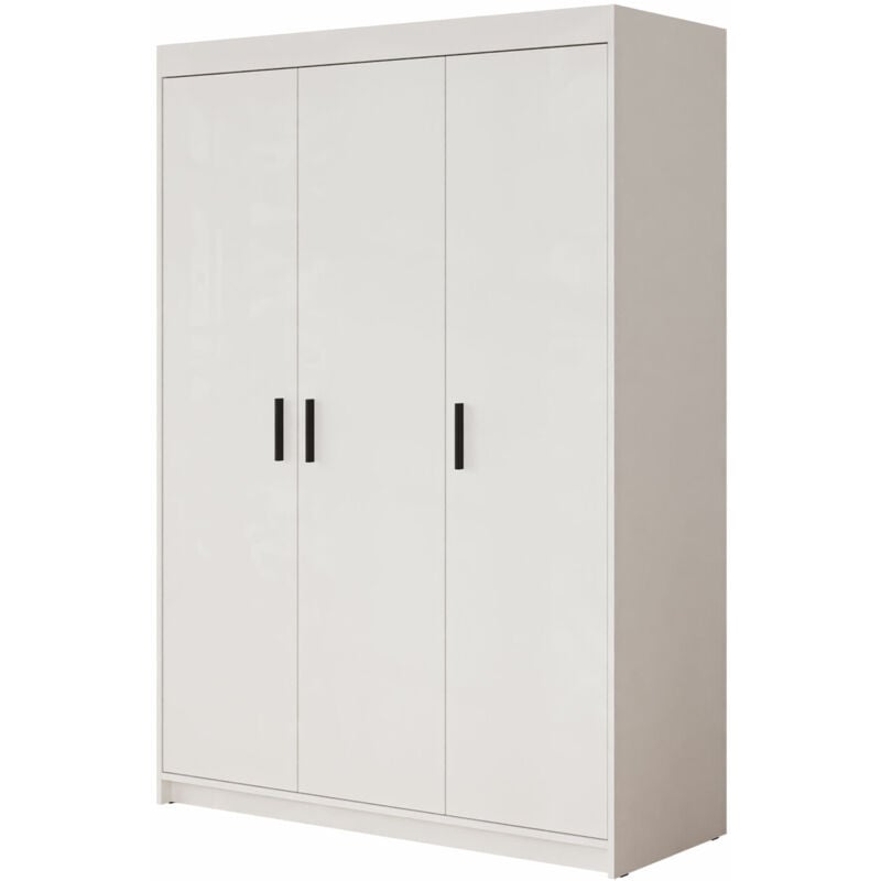 Armoire Novduni 101, Blanc, 191x133x53cm, Portes d'armoire: Avec des charnières, Nombre d'étagères: 0
