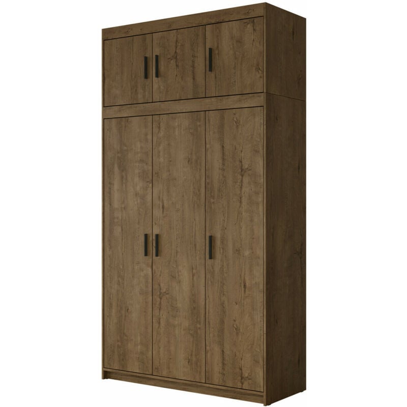 Mobilier1 - Armoire Novduni 104, Chêne de Lefkas, 246x133x53cm, Portes d'armoire: Avec des charnières, Nombre d'étagères: 0