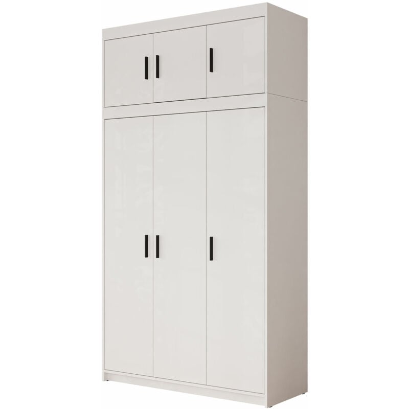 Mobilier1 - Armoire Novduni 104, Blanc, 246x133x53cm, Portes d'armoire: Avec des charnières, Nombre d'étagères: 0