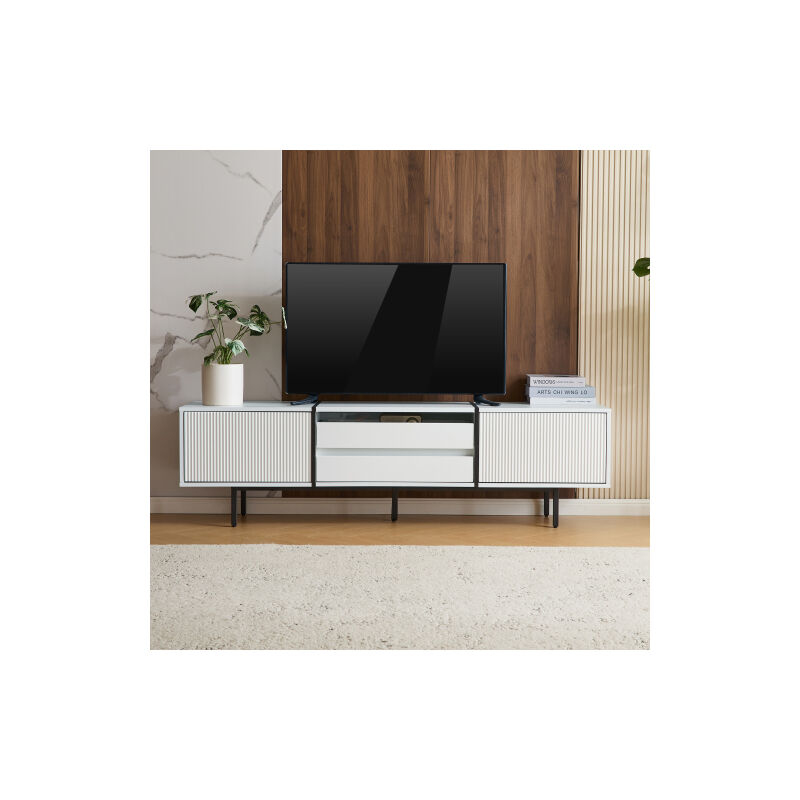 Ineasicer - Armoire tv avec tiroirs coulissants pour projecteur, lowboard avec espace de rangement et design en bloc de couleur, 163×40×45 cm