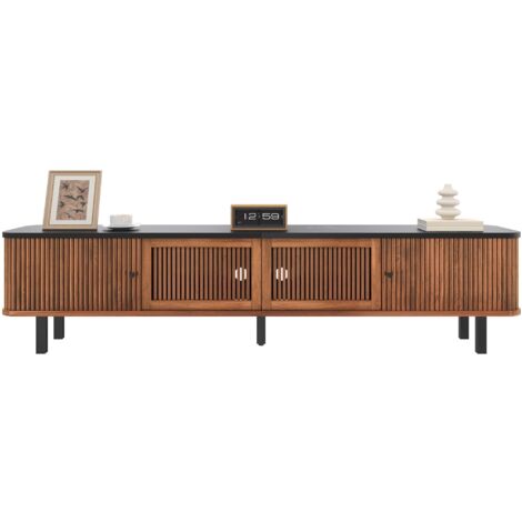 Armoire TV moderne, meuble TV, panneau TV, meuble TV bas. Deux portes coulissantes, deux portes en treillis, design unique. 190 x 35 x 45 cm (L x L x H)