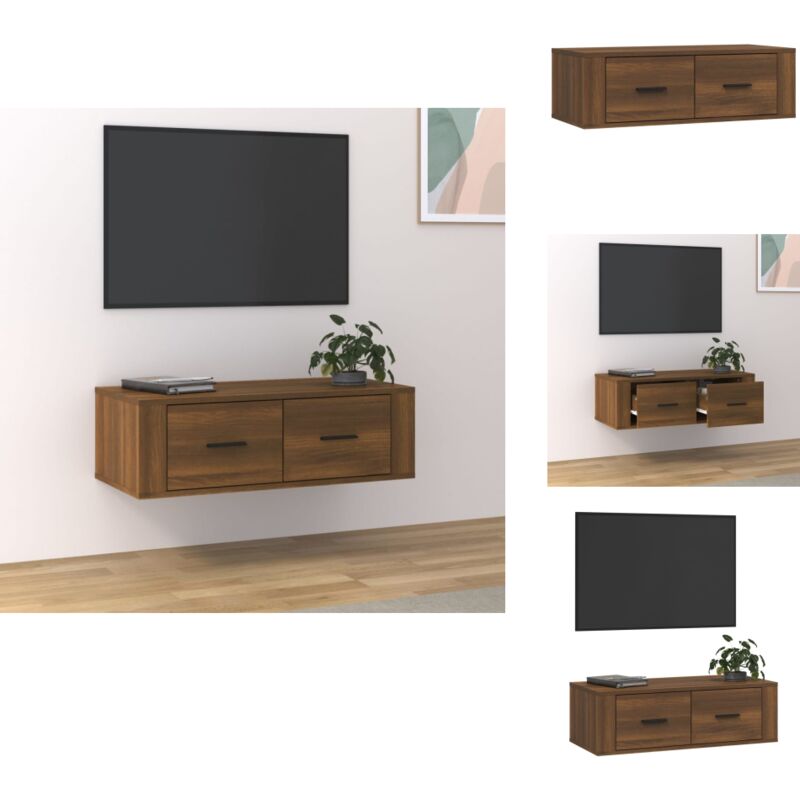 Vidaxl - Armoire tv suspendue Chêne marron 80x36x25 cm Bois d'ingénierie - Meuble Tv Suspendu - Armoire Tv Murale - Meuble Tv Design - Meuble Tv
