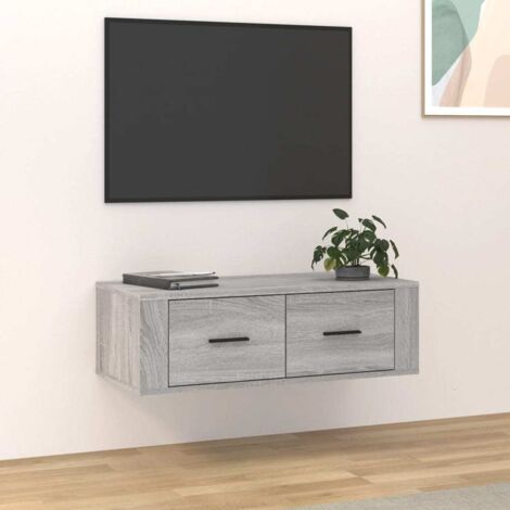 Armoire TV suspendue-Meuble de rangement mural Sonoma gris 80x36x25 cm Bois d'ingénierie 310648