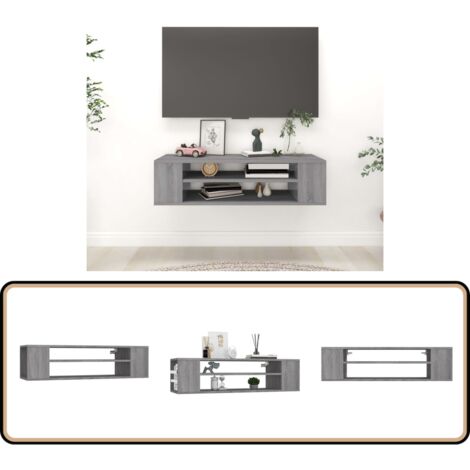 Armoire TV suspendue Sonoma gris 100x30x26,5 cm Bois Ingénierie - Meuble Tv Suspendu - Armoire Tv - Meuble Tv Design - Rangement Tv - Meuble Salon