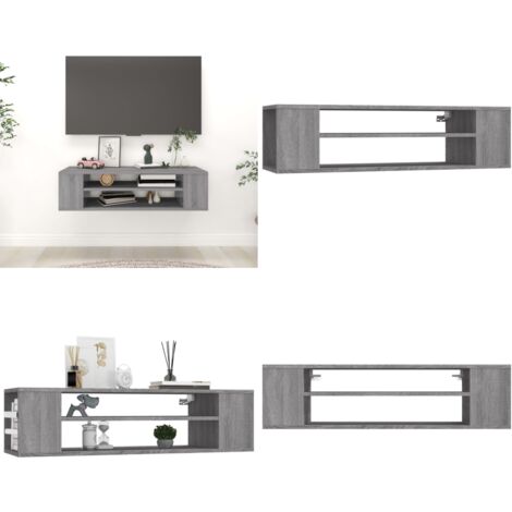 Armoire TV suspendue Sonoma gris 100x30x26,5 cm Bois Ingénierie - Meuble Tv Suspendu - Armoire Tv - Meuble Tv Design - Rangement Tv - Meuble Salon - Home & Living