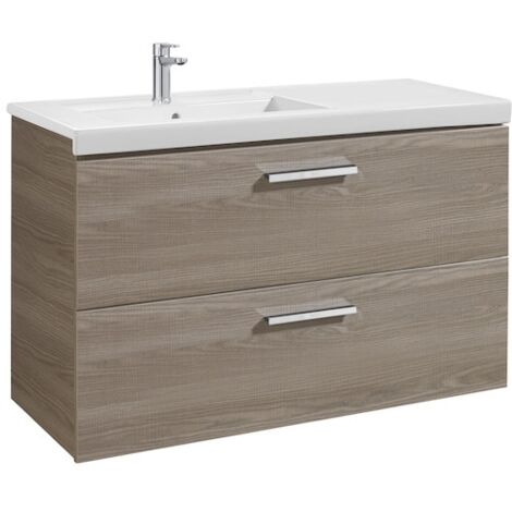 Armoire Unik avec deux tiroirs + lavabo PRISMA - ROCA Couleur : Frêne - Position du lavabo : Gauche