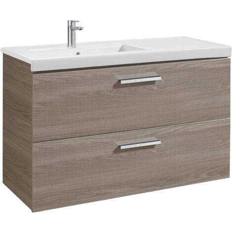 Armoire Unik avec deux tiroirs + lavabo PRISMA - ROCA Couleur : Gris anthracite - Position du lavabo : Gauche