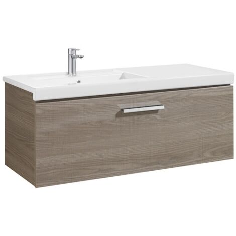Armoire Unik avec un tiroir + lavabo PRISMA - ROCA Couleur : Frêne - Dimensions : 1100x460x450 mm - Position du lavabo : Gauche