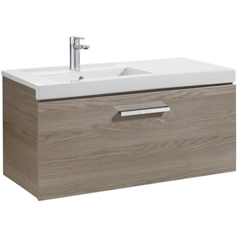 Armoire Unik avec un tiroir + lavabo PRISMA - ROCA Couleur : Frêne - Dimensions : 900x460x450 mm - Position du lavabo : Gauche