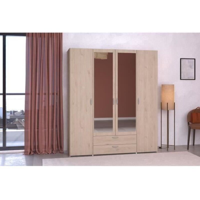 Parisot Varia armoire 4 portes 2 tiroirs chêne brun