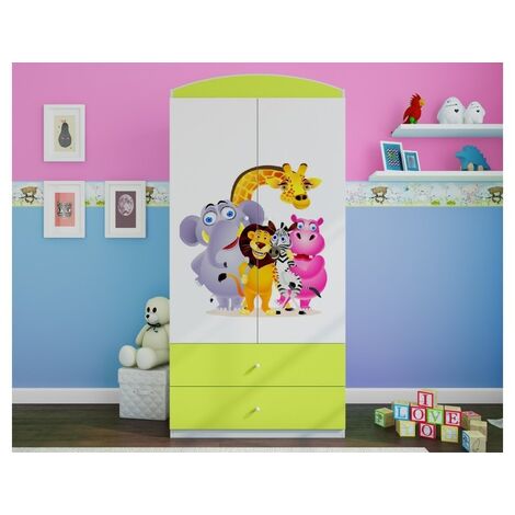 Armoire verte 2 portes enfant Zoo Drimy