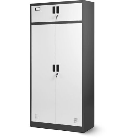 Armoire vestiaire en métal BORYS, 900 x 1850 x 500 mm, blanc anthracite