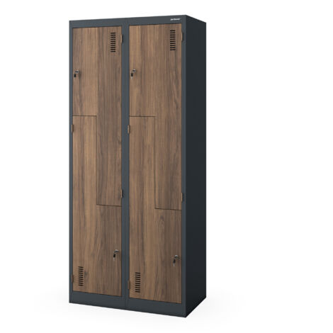 Armoire vestiaire en métal type L JULIA, 800 x 1850 x 450 mm, Eco Design: anthracite/ noyer