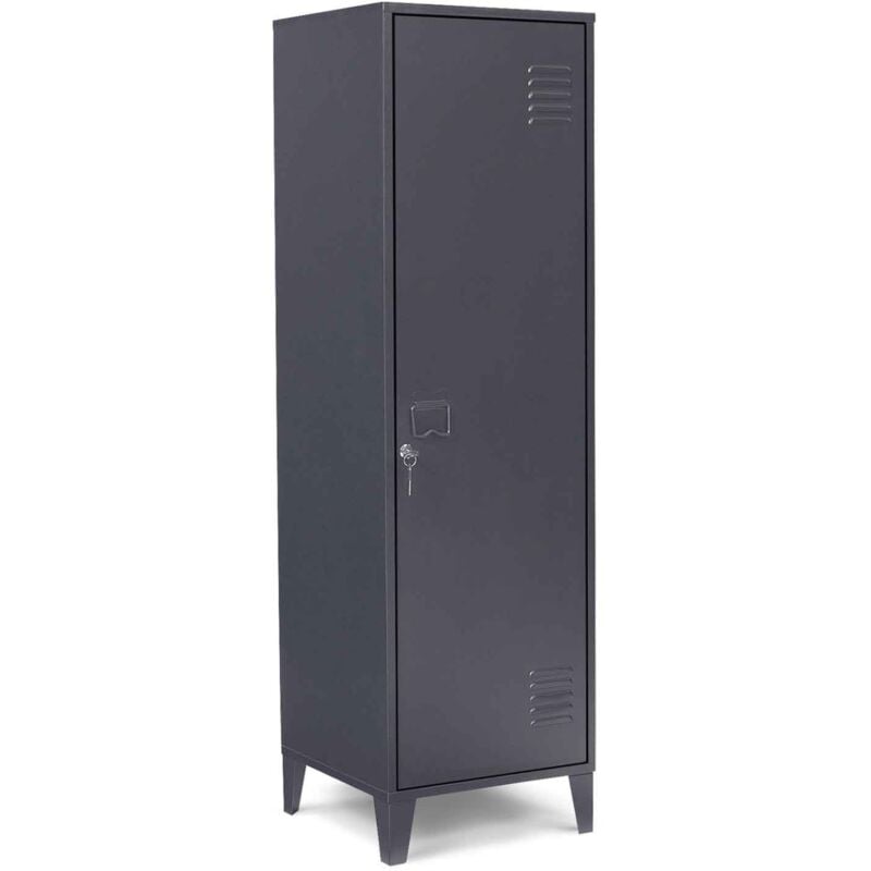 Idmarket - Armoire vestiaire ester porte métal gris foncé design industriel
