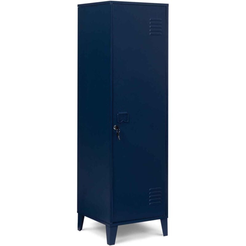 Armoire vestiaire ESTER porte métal bleu foncé design industriel