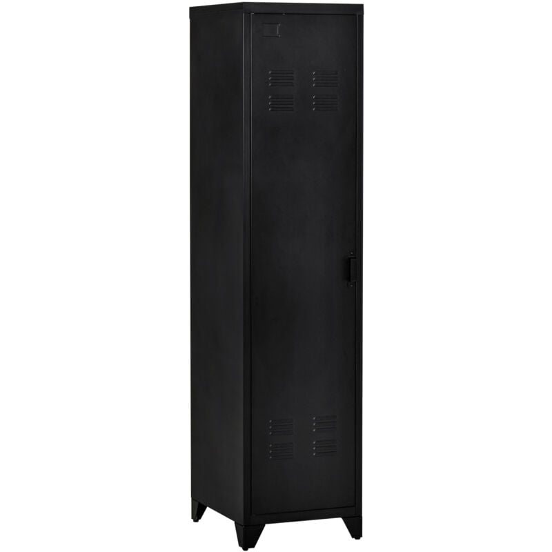 Homcom - Armoire vestiaire métal design industriel - barre penderie, 3 étagères - dim. 43L x 50l x 180H cm - métal noir