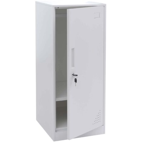 Armoire vestiaire métallique avec tringle et étagère amovible 90x38x45 cm acier blanc 040008965