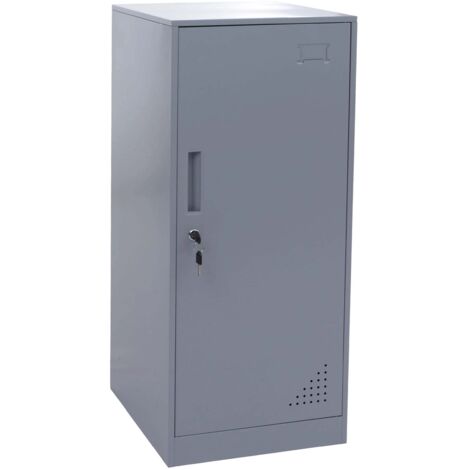 Armoire vestiaire métallique avec tringle et étagère amovible 90x38x45 cm acier gris 040008964