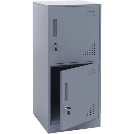 Armoire vestiaire métallique casier de rangement 2 portes 90x38x45 cm gris 040008949