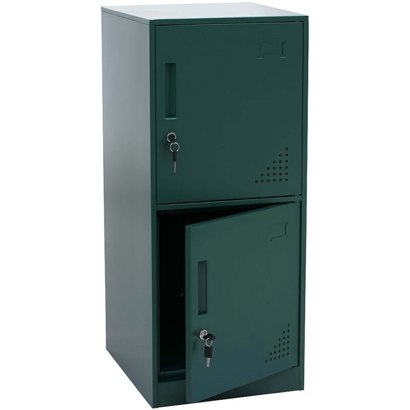 Armoire vestiaire métallique casier de rangement 2 portes 90x38x45 cm vert 040008948