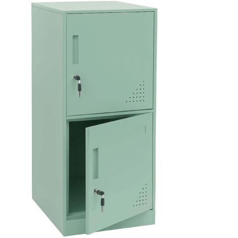Armoire vestiaire métallique casier de rangement 2 portes 90x38x45 cm vert menthe 040008947