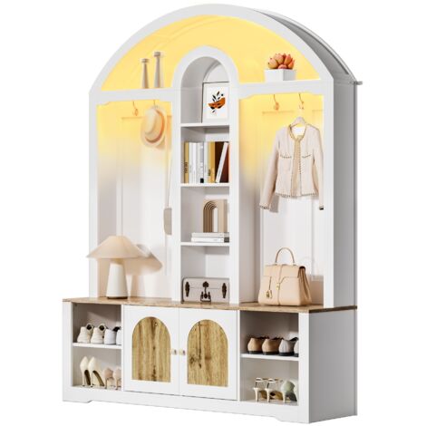 Armoire vestiaire multifonction MDF avec porte-chaussures étagères crochets,grand rangement moderne-Da.