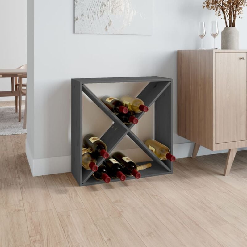 Vidaxl - Armoire à vin Gris 62x25x62 cm Bois de pin massif