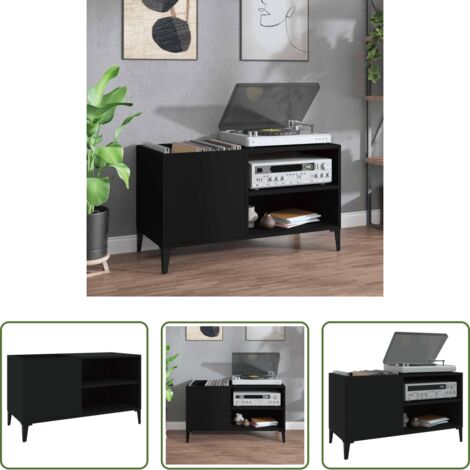 Armoire vinyle -  Armoire à disques noir 84,5x38x48 cm bois d'ingénierie