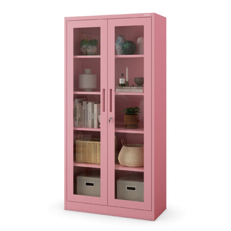 Armoire vitrée AMELIA, 900 x 1850 x 400 mm, Fresh Style: rose poudré