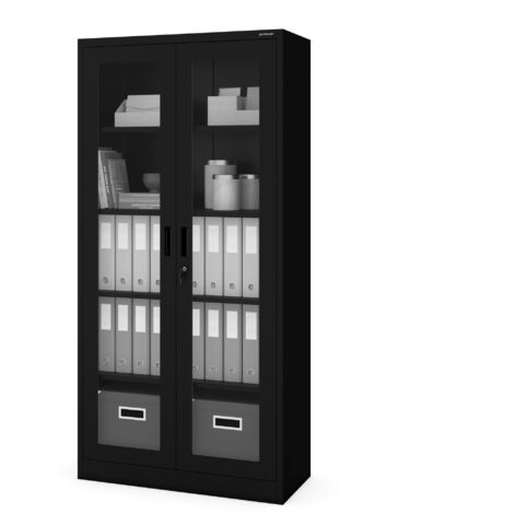 Armoire vitrée AMELIA 900 x 1850 x 400 mm, noire