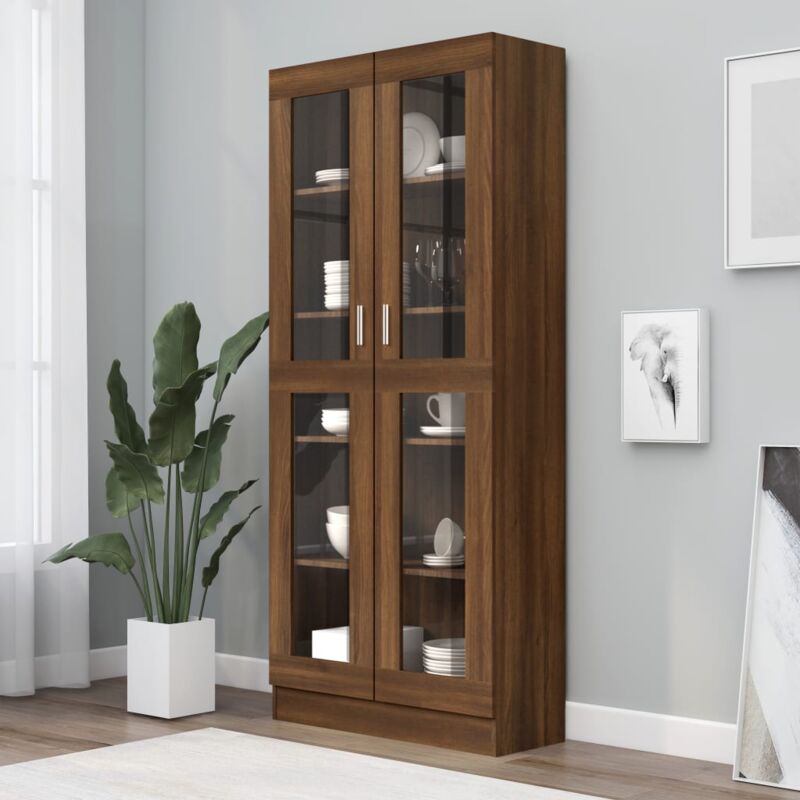 Maison Chic - Armoire à vitrine Bibliothèque Armoire de rangement Chêne marron 82,5x30,5x185,5cmBois ingénierie 60439