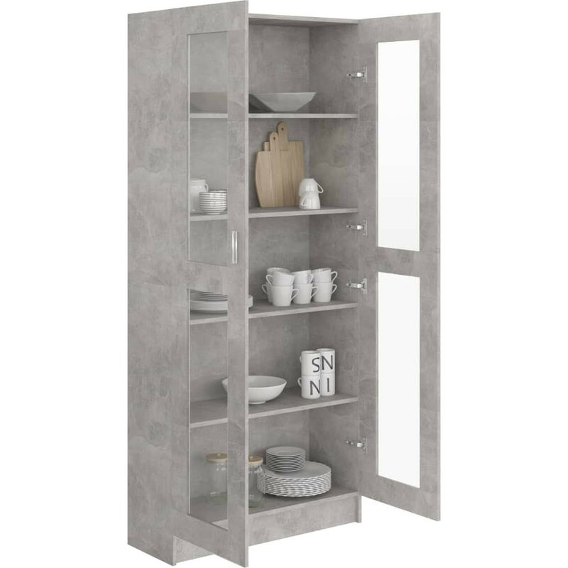 Armoire à vitrine Gris béton 82,5x30,5x185,5