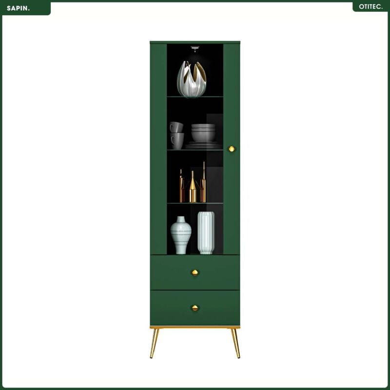 Otitec - Armoire Vitrine - H.190 x L.55 x P.40 cm - sapin