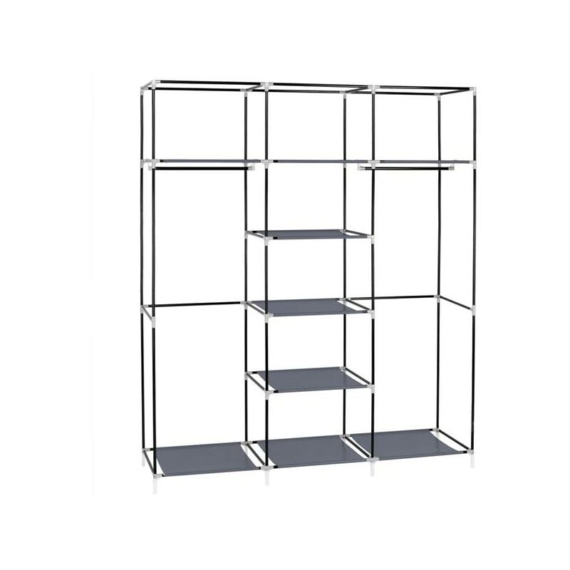 Dolaso - Armoire à vêtements portative de 69 po en tissu non tissé garde-robe à double tringle organisateur de rangement gris