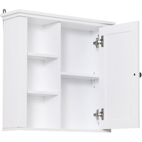 ArmoireMuraledeSalledeBainavecÉtagèresdeRangementPlacardMuralpourCuisineou SalledeBain,OrganisateurGaindePlace,Blanc,53×14,5×50,5cm