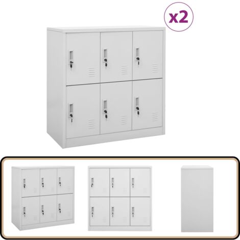 Armoires à casiers 2 pcs Gris clair 90x45x92,5 cm Acier - Meuble De Rangement - Armoire Métallique - Armoire Scolaire - Placard De Rangement - Organisation