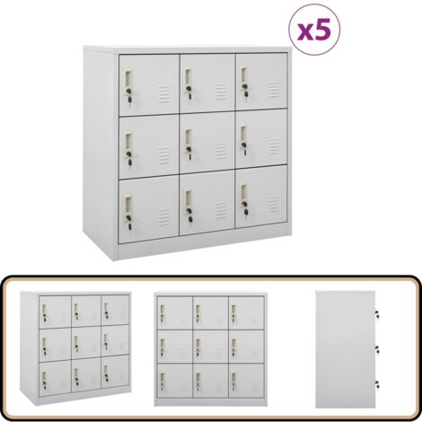 Armoires à casiers 5 pcs Gris clair 90x45x92,5 cm Acier - Meuble De Rangement - Armoire Métallique - Placard Scolaire - Organisation - Stockage