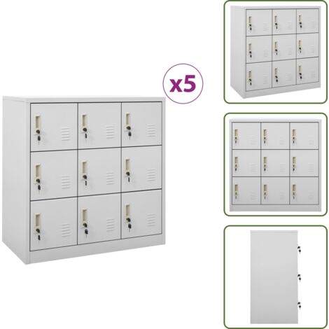 Armoires à casiers 5 pcs Gris clair 90x45x92,5 cm Acier - Meuble De Rangement - Armoire Métallique - Placard Scolaire - Organisation - Stockage