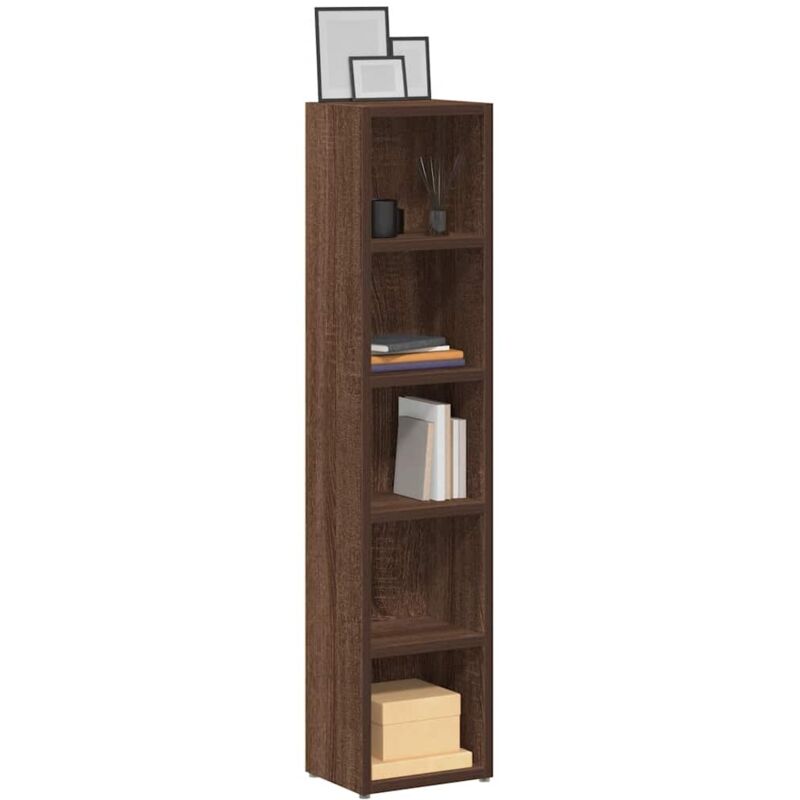 Ensemble de 2 colonnes bibliothèque élégante avec 5 compartiments variés disponibles couleur : Marron foncé