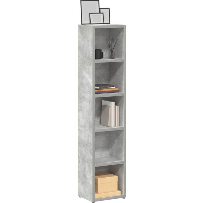 Armoires à CD 2 pcs-Étagère range CD-Meuble de rangement Gris béton 21x16x93,5 cm Aggloméré 648782