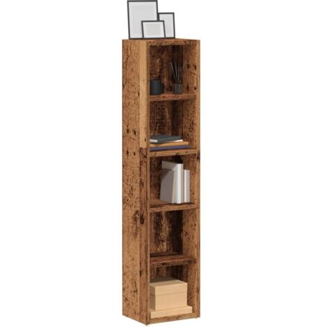 Armoires à CD 2 pcs-Étagère range CD-Meuble de rangement vieux bois 21x16x93,5 cm bois d'ingénierie 311008