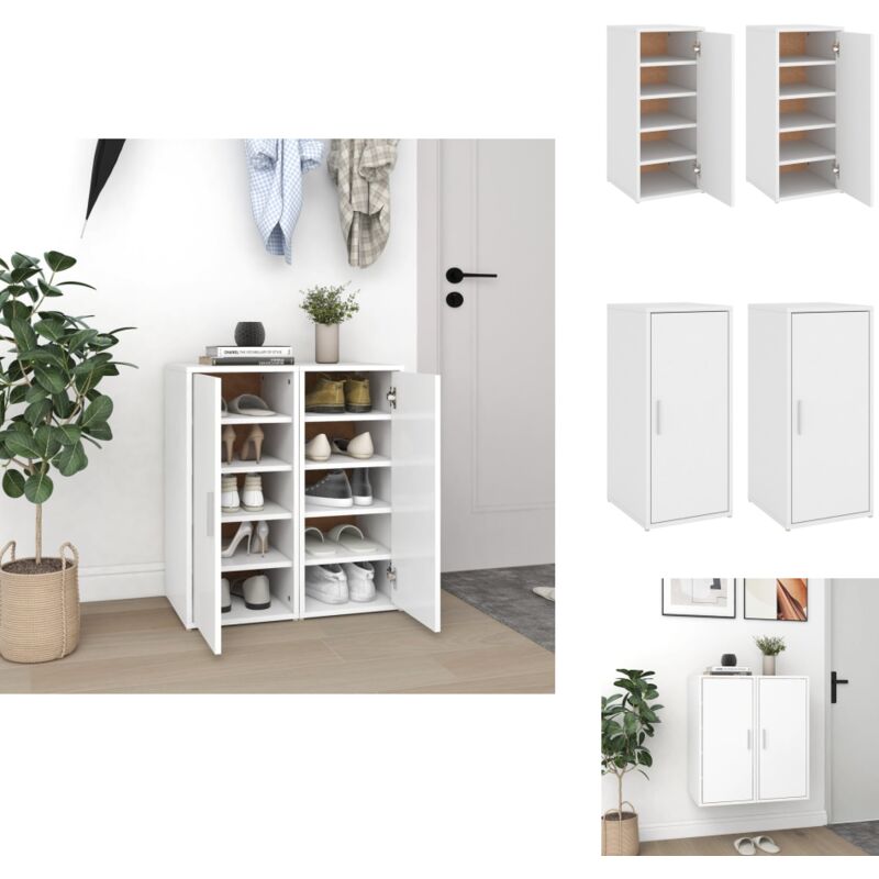 Vidaxl - Armoires à chaussures 2 pcs Blanc 32x35x70 cm Aggloméré - Meuble à Chaussures - Rangements Chaussures - Armoire à Chaussures - Organiseur