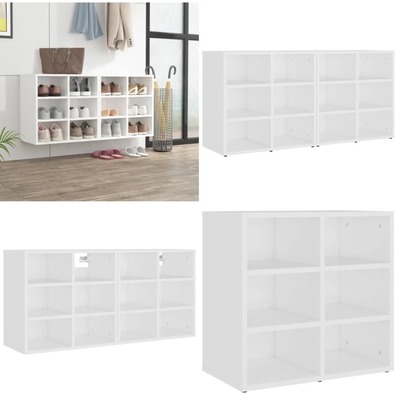 Vidaxl - Armoires à chaussures 2 pcs Blanc 52,5x30x50 cm - Armoire à Chaussures - Meuble Rangement - Rangement Chaussures - Étagères Chaussures