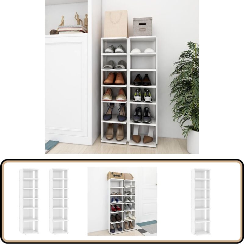 Vidaxl - Armoires à chaussures 2 pcs Blanc brillant 27,5x27x102 cm - Rangement Chaussures - Armoire Chaussure - Rangement Intérieur - Meuble Entrée