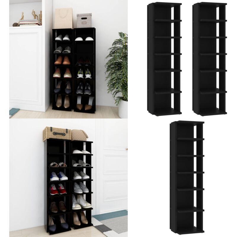 Vidaxl - Armoires à chaussures 2 pcs Noir 27,5x27x102 cm - Rangement Chaussures - Armoire Chaussure - Rangement Intérieur - Meuble Entrée - Étagère