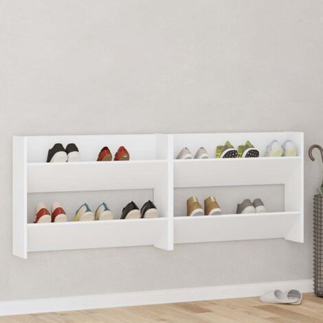 Armoires à chaussures murales 2 pcs Blanc 80x18x60 cm Aggloméré vidaXL