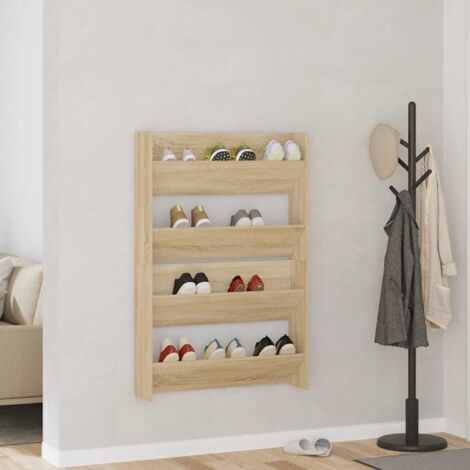Armoires à chaussures murales 2 pcs  Meuble à chaussures  Étagère de rangement Chêne Sonoma 80x18x60 cm RTJEX129901