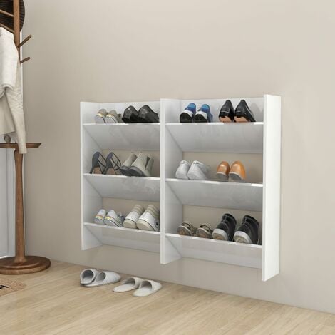 Meuble à chaussures Blanc brillant - TIARALA - L 60 x l 22 x H 113 cm